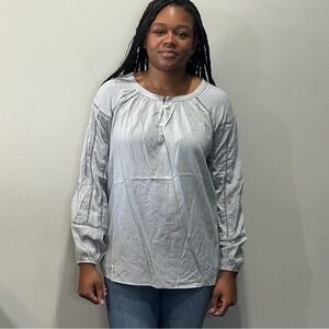 84.  Doe & Rae NWT Women's Long Sleeve Boho Peasant Top Gray Size S, M, L